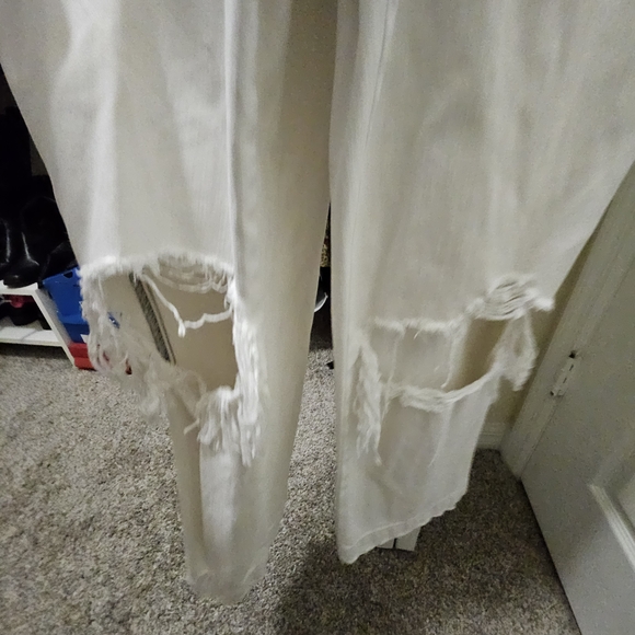 Women's White Denim Overalls - Picture 3 of 4